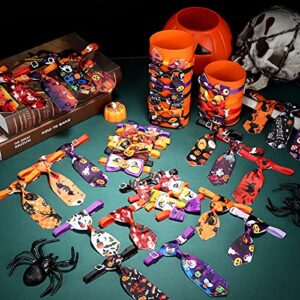 40 Pieces Halloween Pet Neckties and Bow Ties Collars Set Adjustable Pumpkin Skull Cat Bowties Dog Ties with Adjustable Collar Halloween Pet Costume for Dogs Puppies Cats Holiday Daily Wearing