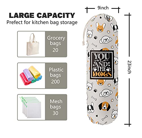 Funny You Me & The Dogs, Grocery Bags Holder Organizer For Shopping Bags, Wall Mount Plastic Bags Storage Container Dispensers, Gift For The Preferred Family And Friends