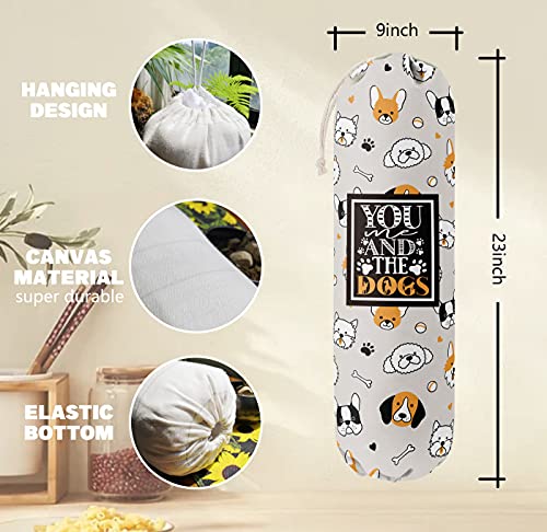 Funny You Me & The Dogs, Grocery Bags Holder Organizer For Shopping Bags, Wall Mount Plastic Bags Storage Container Dispensers, Gift For The Preferred Family And Friends