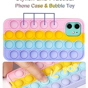 aupartuds Pop It Phone Case for iPhone 8 7 6,Stress Reliever Push Pop Bubble Fidget Toys Cover,Cute Funny Soft Silicone Protective Shell for iPhone SE 4.7 inch - Rainbow