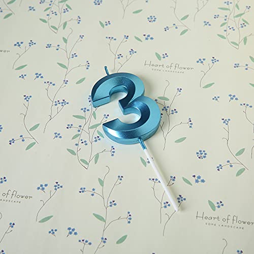 2.76 inch Blue 3 Birthday Candles,3D Number 3rd Cake Topper for Birthday Decorations No 31 32 33 34 35 36 37 38 39