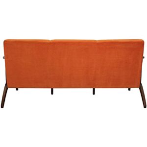 Pemberly Row Mid Century Velvet Sofa, 3 Seater Upholstered Modern Couch for Living Room, Orange