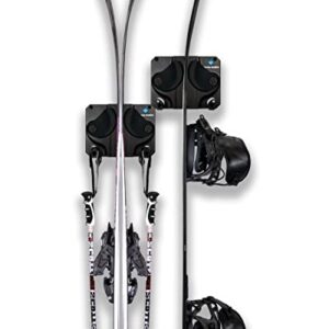 Gravity Grabber - The Ultimate Ski + Snowboard Wall Storage Rack | Save Your Rocker, Tips, and Tails | Damage-Free Ski/Snowboard Storage Rack | Fits any Ski or Snowboard | Ski/Board Wall Storage (Black, 2)