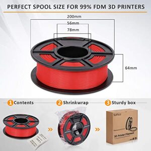 SUNLU ABS 3D Printer Filament, 1.75 ABS Filament Dimensional Accuracy +/- 0.02 mm, 1 kg Spool Black+Red