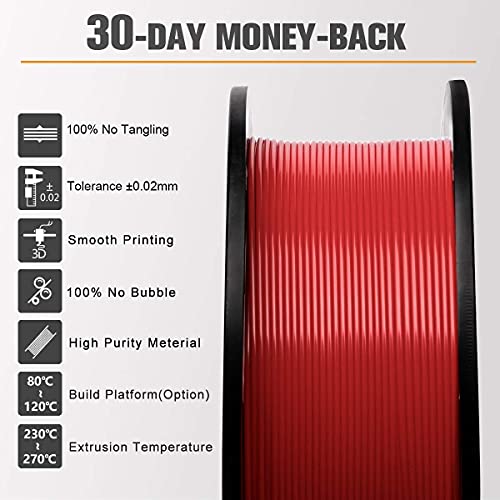 SUNLU ABS 3D Printer Filament, 1.75 ABS Filament Dimensional Accuracy +/- 0.02 mm, 1 kg Spool Black+Red