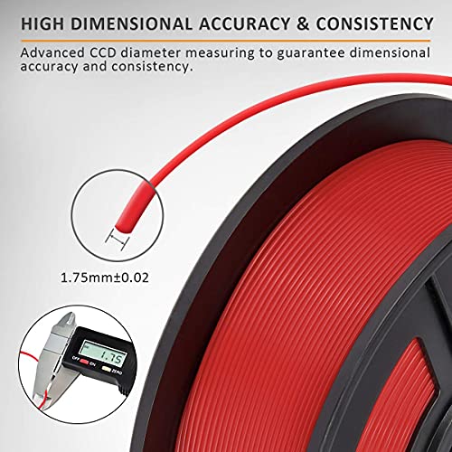 SUNLU ABS 3D Printer Filament, 1.75 ABS Filament Dimensional Accuracy +/- 0.02 mm, 1 kg Spool Black+Red