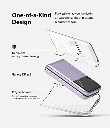 Ringke Slim Case Compatible with Samsung Galaxy Z Flip 3, Premium Thin Transparent Hard PC with Non-Slip Grip Protective Phone Cover for Z Flip3 5G (2021) - Clear