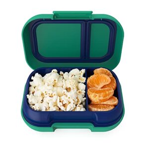 bentgo kids snack - 2 compartment leak-proof bento-style food storage for snacks and small meals, easy-open latch, dishwasher safe, and bpa-free - ideal for ages 3+ (green/navy)