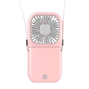 new upgrade handheld fan small personal fan with 3 speeds neck rechargeable portable fan powerful mini usb outdoor fan quiet small desk fan free angle good for travel home office school - pink