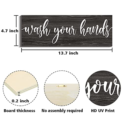 Creoate Bathroom Rules Wall Decor, Set of 3 - Wash Your Hands, Brush Your Teeth, Comb Your Hair - Decorative Rustic Wood Farmhouse Bathroom Wall Decor, Small