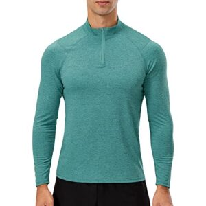 wragcfm men's 1/4 zip pullover,dry fit long sleeve workout shirts for men running athletic active quarter zipper pullovers t shirts sports gym long sleeved tops (green,s)