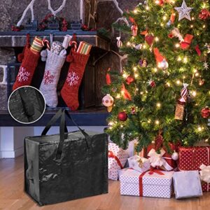 6 Packs Heavy Duty Extra Large Organizer Storage Bag Moving Bag with Strong Handles and Zippers for Moving, Travelling, Christmas Decoration Storage (Black,30 x 12 Inch, 24 x 12 Inch, 20 x 12 Inch)