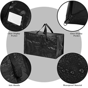 6 Packs Heavy Duty Extra Large Organizer Storage Bag Moving Bag with Strong Handles and Zippers for Moving, Travelling, Christmas Decoration Storage (Black,30 x 12 Inch, 24 x 12 Inch, 20 x 12 Inch)