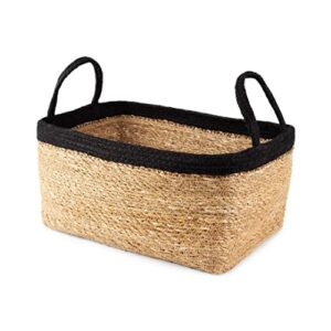 compactor tahna seagrass storage basket, size large, 34 x 23 x 18cm, brown/black, ran10545