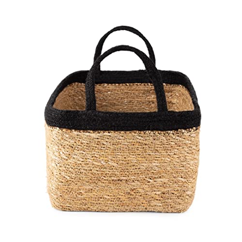 Compactor Tahna Seagrass Storage Basket, Size Large, 34 x 23 x 18cm, Brown/Black, RAN10545