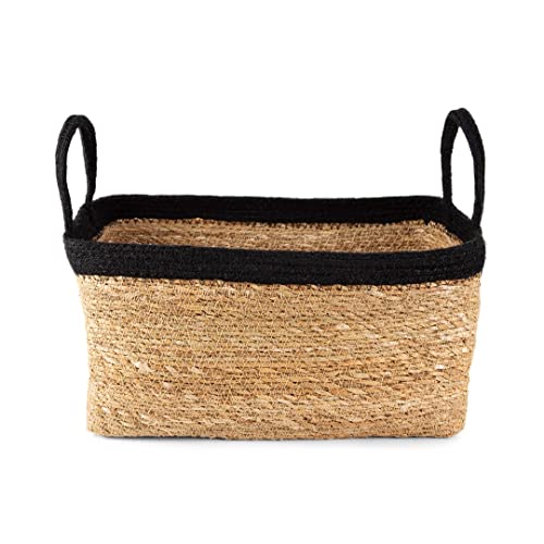 Compactor Tahna Seagrass Storage Basket, Size Large, 34 x 23 x 18cm, Brown/Black, RAN10545