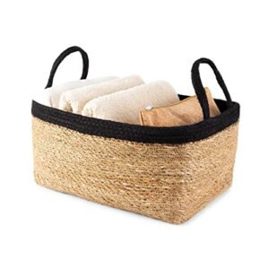 Compactor Tahna Seagrass Storage Basket, Size Large, 34 x 23 x 18cm, Brown/Black, RAN10545