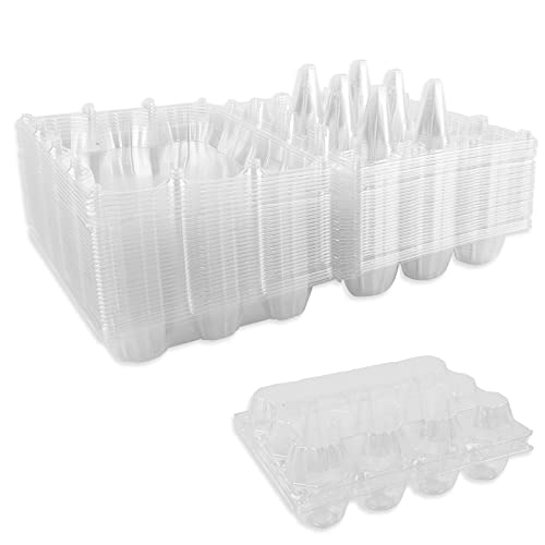 Egg Cartons 50 Packs, Clear Eco-friendly Plastic Blank Egg Cartons, Holds up to 12 Eggs Securely, Perfect for Family Pasture Farm Markets Display - Medium
