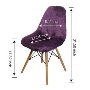 GIA Contemporary Desk Chair with Removable Faux Fur Cushion Cover, Royal Purple