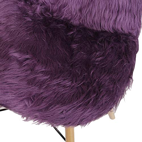GIA Contemporary Desk Chair with Removable Faux Fur Cushion Cover, Royal Purple