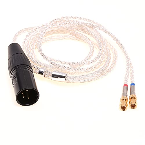 GAGACOCC Soft TPE Clear 8 Cores Silver Plated HiFi Headphones Upgrade Cable Dual SMC Compatible for Hifiman He-5 He-6 He-500 HE560 (1.2 Meter, 2.5mm TRRS Balanced)