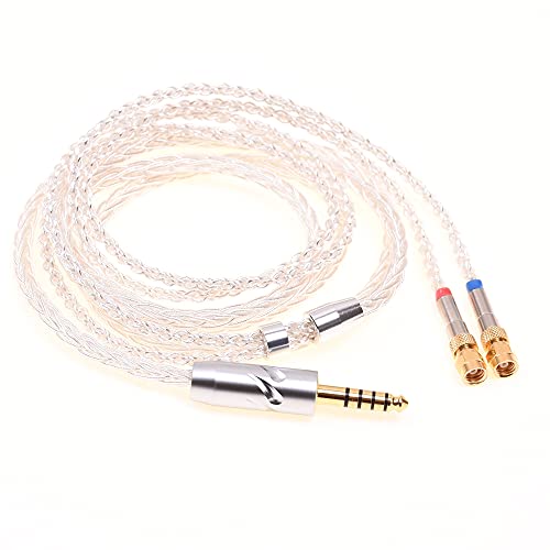 GAGACOCC Soft TPE Clear 8 Cores Silver Plated HiFi Headphones Upgrade Cable Dual SMC Compatible for Hifiman He-5 He-6 He-500 HE560 (1.2 Meter, 2.5mm TRRS Balanced)