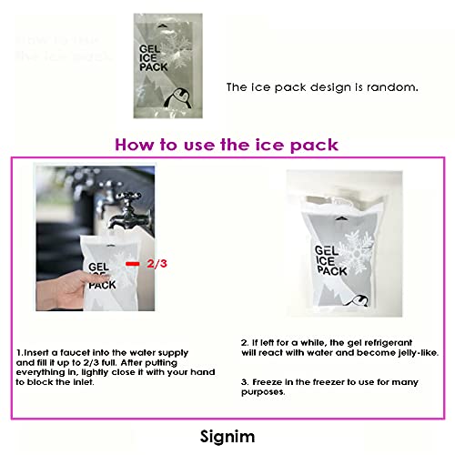 Signim Insulated Easy Zip Lock Resealable Aluminum Sandwich Bag with ice pack - Reusable Thermal Snack Bento Camping Picnic Hot & Cold Pouch (5P, 10 inch x 13 inch)