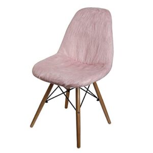 gia contemporary armless wood legs and removable faux fur chair cover, champagne pink
