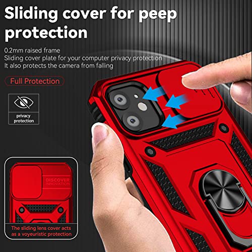 Hitaoyou iPhone 11 Case with Lens Protection, iPhone 11 Case with Camera Cover & Kickstand Military Grade Shockproof Heavy Duty Protective with Magnetic Car Mount Holder Phone case for iPhone 11 red