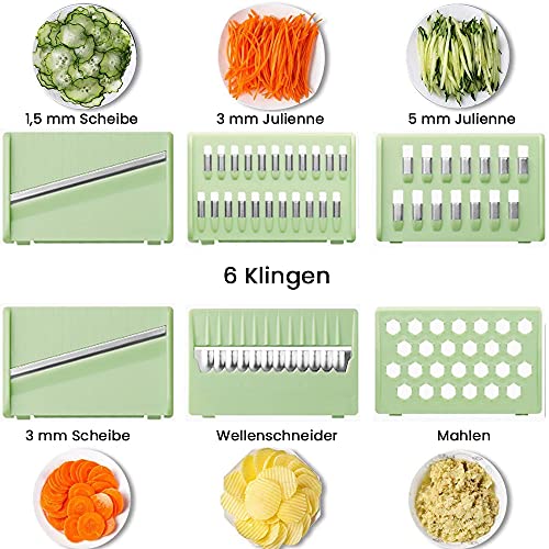 Bugucat Vegetable Chopper, Vegetable Cutter Food Slicer Dicer, 6 Interchangeable Blades Set Veggie Slicer Manual Slicer Kitchen for Garlic, Cabbage, Carrot, Potato, Tomato, Fruit, Salad