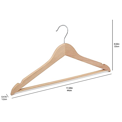 Amazon Basics Wood Suit Clothes Hangers - Natural, 30-Pack