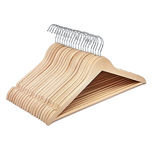 Amazon Basics Wood Suit Clothes Hangers - Natural, 30-Pack