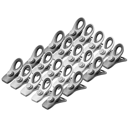 edge Chip Clips for Food Snack Bags and Storage Non-Slip with Magnetic Back and Loop Holes (20 Piece Medium, Charcoal)