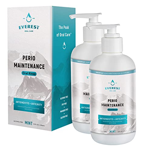 Perio Maintenance Alcohol Free Mouthwash – Concentrated Mouthwash for Bad Breath, Plaque, Sensitive Teeth, and Gingivitis or Gum Disease - Fresh Mint Flavored Fluoride Rinse by Everest Oral Care