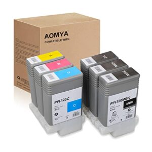 aomya compatible canon pfi-120 ink cartridge replacement for canon imageprograf ipf tm-series tm-200 tm-300 tm-305 tm-205 (2 matte black, 1 black, 1 cyan, 1 magenta, 1 yellow, 6-pack)