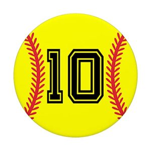 Softball Jersey Number #10 PopSockets Swappable PopGrip