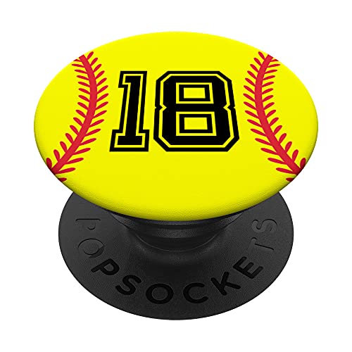 Softball Jersey Number #18 PopSockets Swappable PopGrip