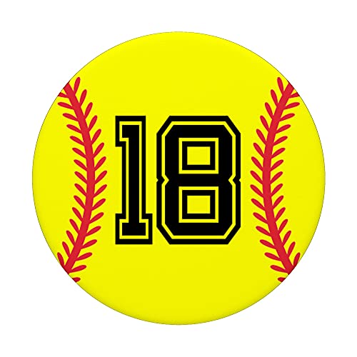 Softball Jersey Number #18 PopSockets Swappable PopGrip