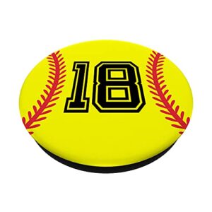 Softball Jersey Number #18 PopSockets Swappable PopGrip