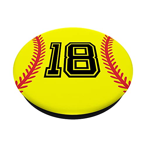 Softball Jersey Number #18 PopSockets Swappable PopGrip