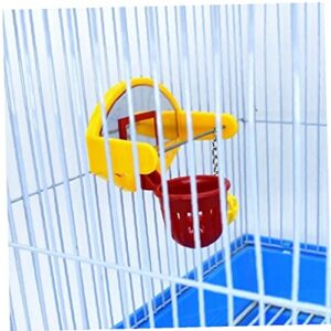 Zonster Funny Parrot Birds Toys Mini Basketball Hoop Props Parakeet Bell Ball Chew Toy Pet Supplies, Yellow + Red