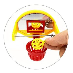 Zonster Funny Parrot Birds Toys Mini Basketball Hoop Props Parakeet Bell Ball Chew Toy Pet Supplies, Yellow + Red