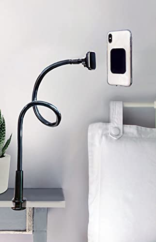 Debranded Products Magnetic Gooseneck Phone Holder Mount - Heavy Duty Magnetic Stand, Phone Accessories for Bed, Desk, Heavy Duty Magnet and Long Arm, Overhead Stand, Compatible with All Smartphones