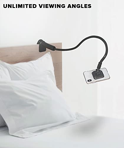 Debranded Products Magnetic Gooseneck Phone Holder Mount - Heavy Duty Magnetic Stand, Phone Accessories for Bed, Desk, Heavy Duty Magnet and Long Arm, Overhead Stand, Compatible with All Smartphones