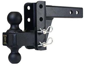 bulletproof hitches 2.0" adjustable medium duty (14,000lb rating) 2" drop/rise trailer hitch with 2" and 2 5/16" dual ball (black textured powder coat)
