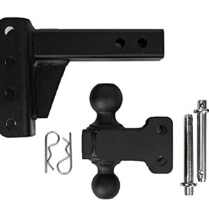 BulletProof Hitches 2.0" Adjustable Medium Duty (14,000lb Rating) 2" Drop/Rise Trailer Hitch with 2" and 2 5/16" Dual Ball (Black Textured Powder Coat)