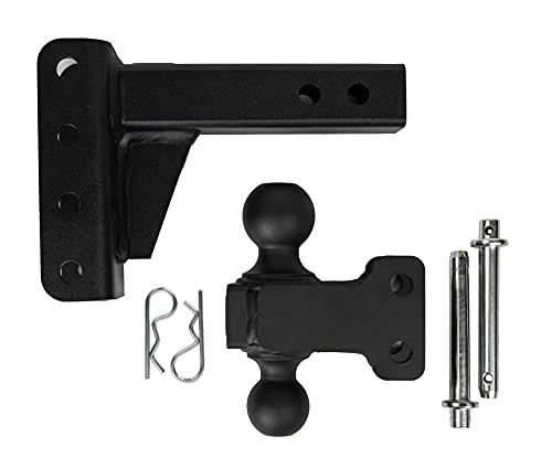 BulletProof Hitches 2.0" Adjustable Medium Duty (14,000lb Rating) 2" Drop/Rise Trailer Hitch with 2" and 2 5/16" Dual Ball (Black Textured Powder Coat)