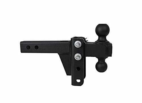 BulletProof Hitches 2.0" Adjustable Medium Duty (14,000lb Rating) 2" Drop/Rise Trailer Hitch with 2" and 2 5/16" Dual Ball (Black Textured Powder Coat)