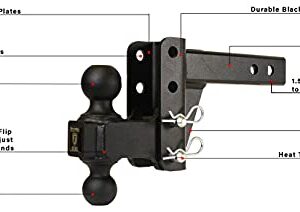 BulletProof Hitches 2.0" Adjustable Medium Duty (14,000lb Rating) 2" Drop/Rise Trailer Hitch with 2" and 2 5/16" Dual Ball (Black Textured Powder Coat)