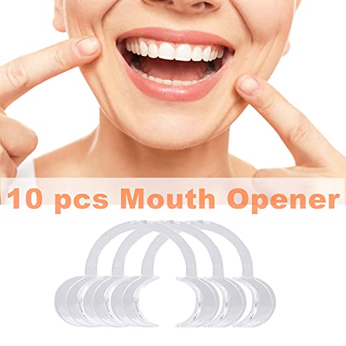 10 Pieces (Size M) C-Shape Cheek Retractor, Disposable Mouth Opener for Dental Teeth Whitening Mouth Guard or Speak Out Game (M, White)